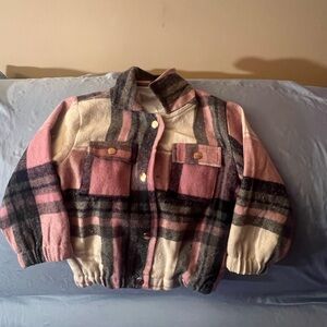 Plaid Kids Jacket - Pink and Blackish-Blue